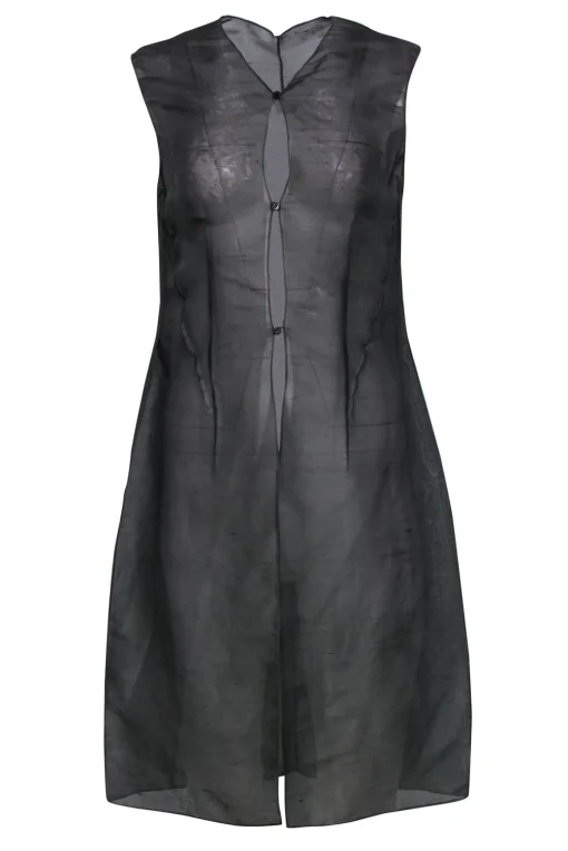 Donna Karan - Greenish Gray Sheer Long Silky Vest Sz 10