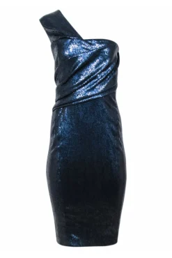 Donna Karan - Navy Sequins One Shoulder Dress Sz 6