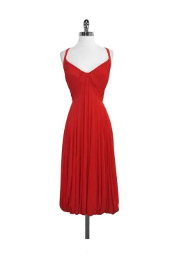Donna Karan - Red Sleeveless Midi Dress Sz M
