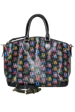 Dooney & Bourke - Black w/ Rainbow Monogram Print Satchel