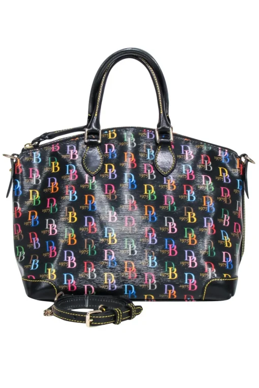 Dooney & Bourke - Black w/ Rainbow Monogram Print Satchel