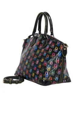 Dooney & Bourke - Black w/ Rainbow Monogram Print Satchel