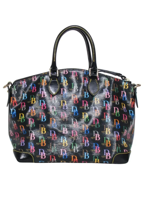 Dooney & Bourke - Black w/ Rainbow Monogram Print Satchel