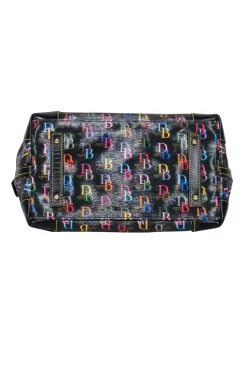 Dooney & Bourke - Black w/ Rainbow Monogram Print Satchel