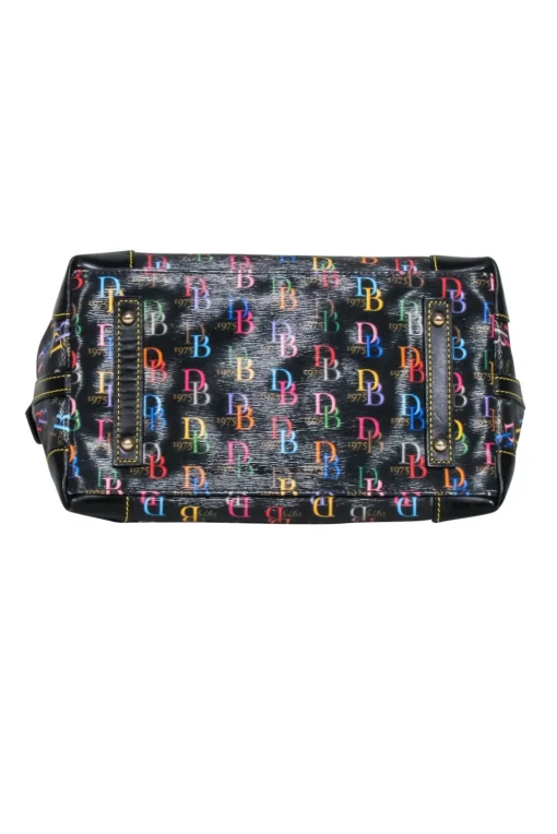 Dooney & Bourke - Black w/ Rainbow Monogram Print Satchel