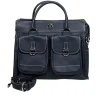 Dooney & Bourke - Navy Blue Pebbled Leather Double Pocket Front Shoulder Bag