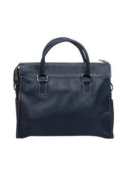 Dooney & Bourke - Navy Blue Pebbled Leather Double Pocket Front Shoulder Bag