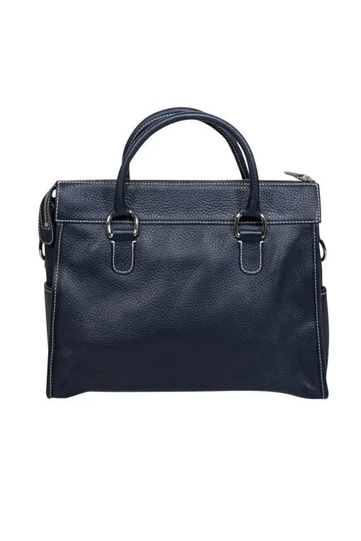 Dooney & Bourke - Navy Blue Pebbled Leather Double Pocket Front Shoulder Bag