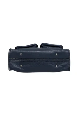 Dooney & Bourke - Navy Blue Pebbled Leather Double Pocket Front Shoulder Bag