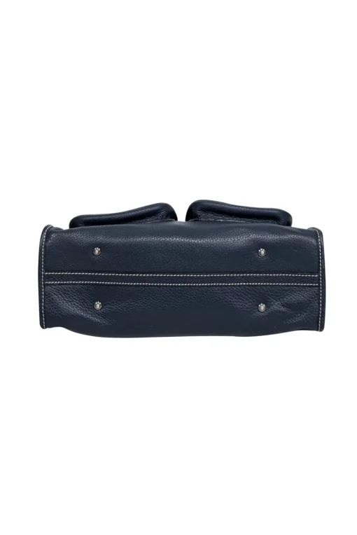 Dooney & Bourke - Navy Blue Pebbled Leather Double Pocket Front Shoulder Bag