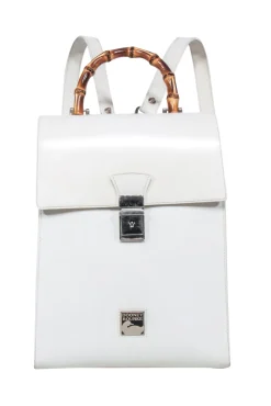 Dooney & Bourke - White Backpack w/ Bamboo Handle