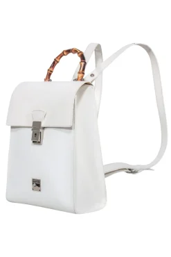 Dooney & Bourke - White Backpack w/ Bamboo Handle