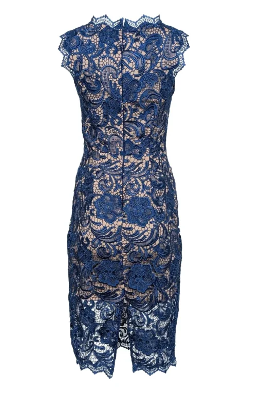 Dress The Population - Navy Lace Sheath Dress w/ Nude Underlay Sz XS