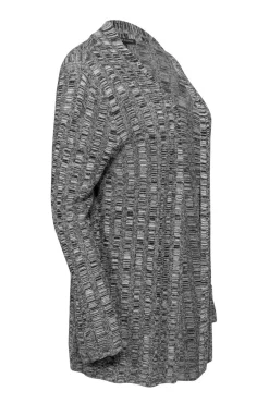 Eileen Fisher - Black & Grey Blend Open Knit Cardigan Sz S