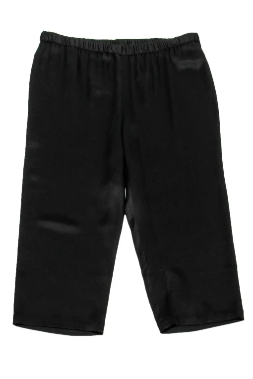 Eileen Fisher - Black Silk Cropped Pants Sz PL