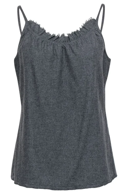 Eileen Fisher - Gray Wool Blend Ruffled Camisole Sz S
