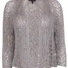 Eileen Fisher - Grey Cotton Knit Open Cardigan w/ Sequin Design Sz S
