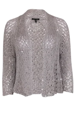 Eileen Fisher - Grey Cotton Knit Open Cardigan w/ Sequin Design Sz S