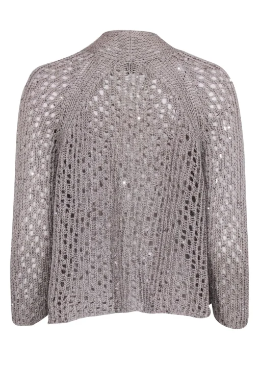 Eileen Fisher - Grey Cotton Knit Open Cardigan w/ Sequin Design Sz S