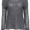 Eileen Fisher - Grey Metallic Knit Sweater Sz XS