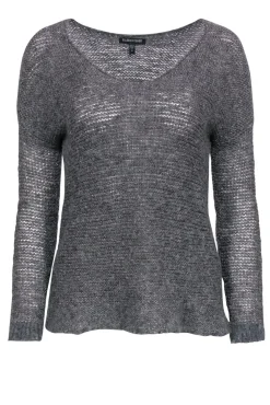 Eileen Fisher - Grey Metallic Knit Sweater Sz XS