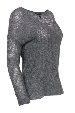 Eileen Fisher - Grey Metallic Knit Sweater Sz XS
