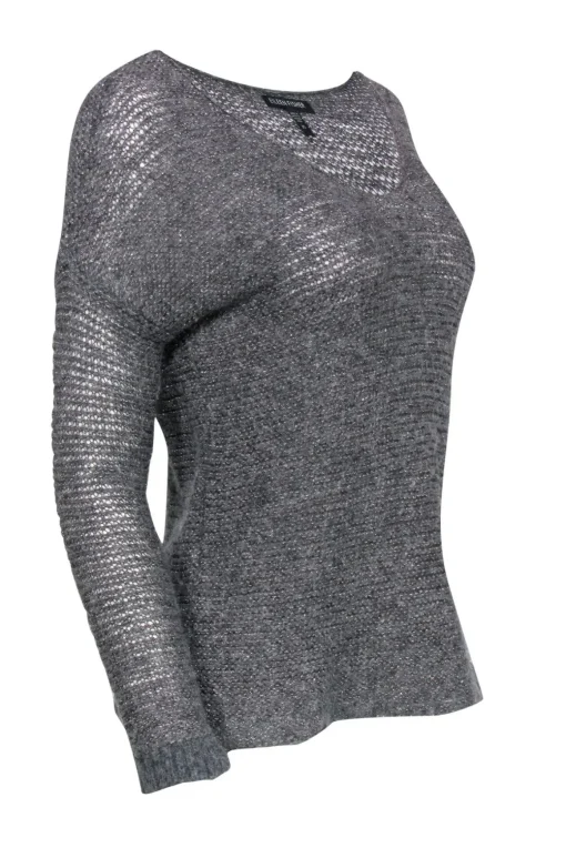 Eileen Fisher - Grey Metallic Knit Sweater Sz XS