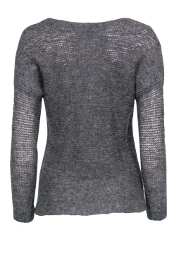 Eileen Fisher - Grey Metallic Knit Sweater Sz XS