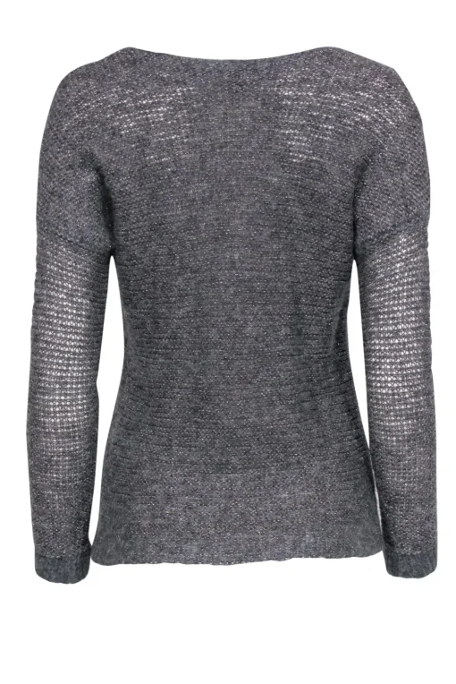 Eileen Fisher - Grey Metallic Knit Sweater Sz XS