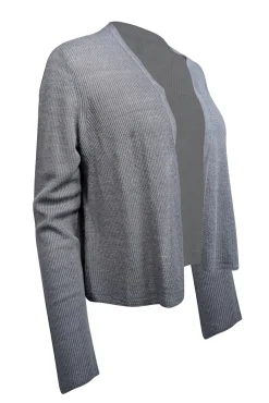 Eileen Fisher - Grey Organic Linen & Cotton Blend Open Front Cardigan Sz S