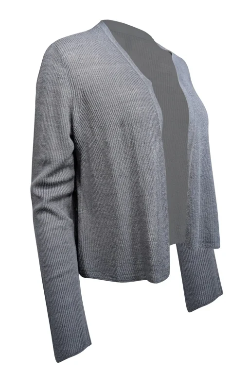 Eileen Fisher - Grey Organic Linen & Cotton Blend Open Front Cardigan Sz S