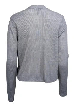 Eileen Fisher - Grey Organic Linen & Cotton Blend Open Front Cardigan Sz S