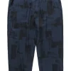 Eileen Fisher - Navy & Black Silk Blend Brushstroke Print Cropped Pants Sz M