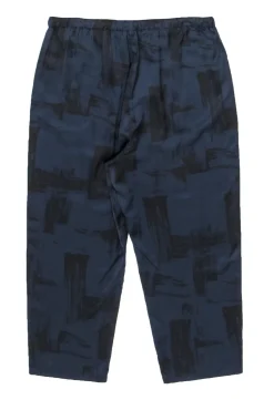 Eileen Fisher - Navy & Black Silk Blend Brushstroke Print Cropped Pants Sz M