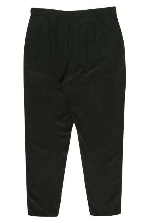 Eileen Fisher - Olive Silk Straight Leg “Georgette” Pants Sz M