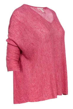 Eileen Fisher - Pink Linen Quarter Sleeve Knit Sweater Sz XS