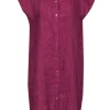 Eileen Fisher - Purple Organic Linen Button Front Dress Sz S