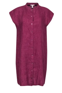Eileen Fisher - Purple Organic Linen Button Front Dress Sz S