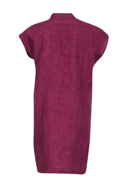 Eileen Fisher - Purple Organic Linen Button Front Dress Sz S
