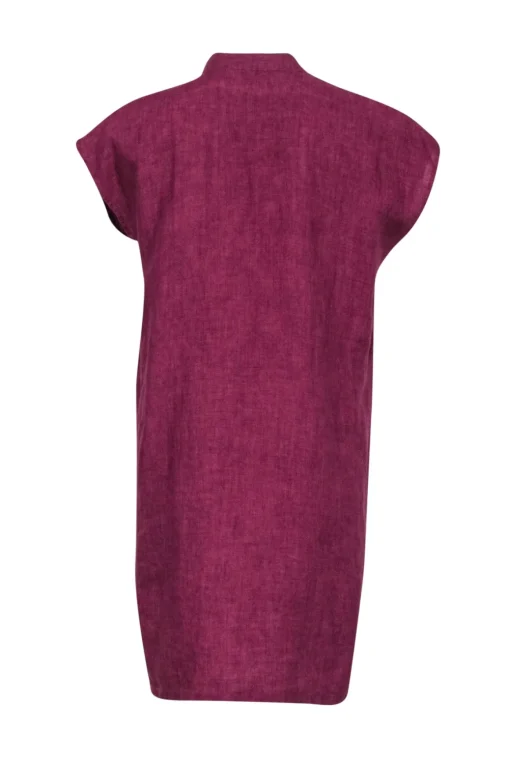 Eileen Fisher - Purple Organic Linen Button Front Dress Sz S