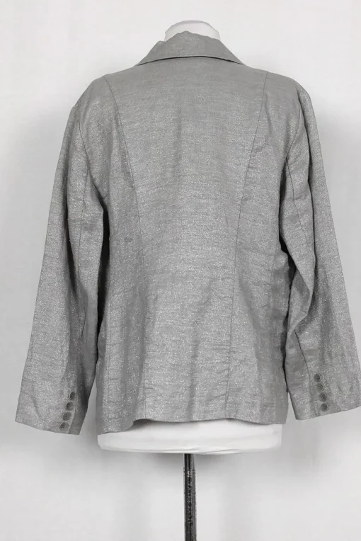 Eileen Fisher - Silver Linen Shawl Collar Jacket Sz M