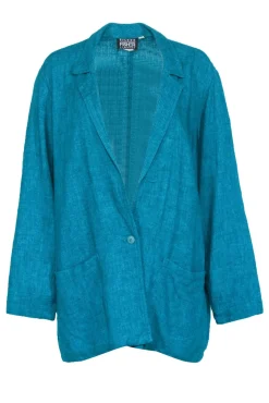 Eileen Fisher - Teal Linen Blend Blazer with Single Button & Pockets Sz XL