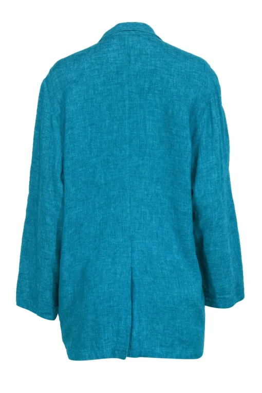 Eileen Fisher - Teal Linen Blend Blazer with Single Button & Pockets Sz XL