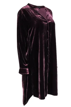Eileen Fisher - Wine Velvet Dress w/ Front Buttons Sz S