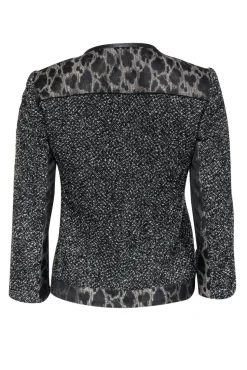 Elie Tahari - Black & Grey Tweed & Leopard Print Jacket Sz 2