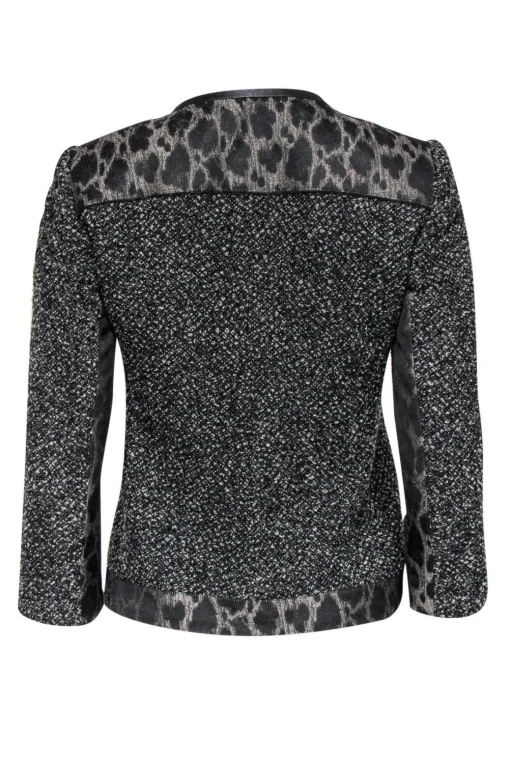 Elie Tahari - Black & Grey Tweed & Leopard Print Jacket Sz 2