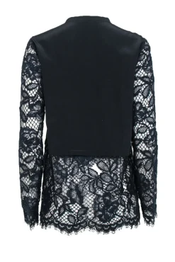 Elie Tahari - Black Pleated & Navy Lace Blouse Sz M