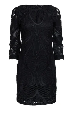 Elie Tahari - Black Silk & Cotton Eyelet Dress Sz 2
