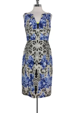 Elie Tahari - Blue & White Lace Print Dress Sz 8