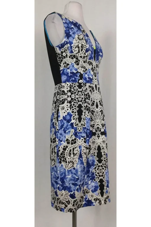 Elie Tahari - Blue & White Lace Print Dress Sz 8